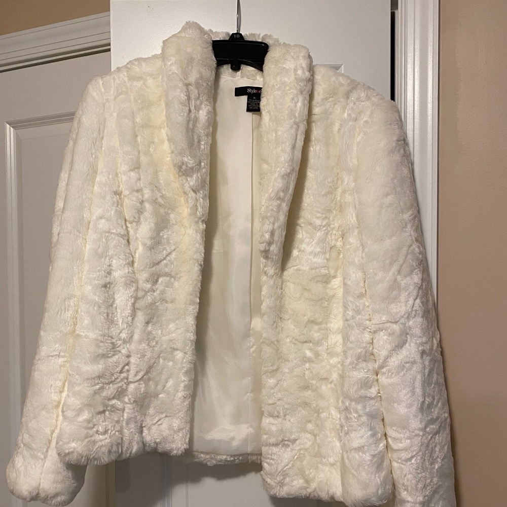 Cream faux fur jacket